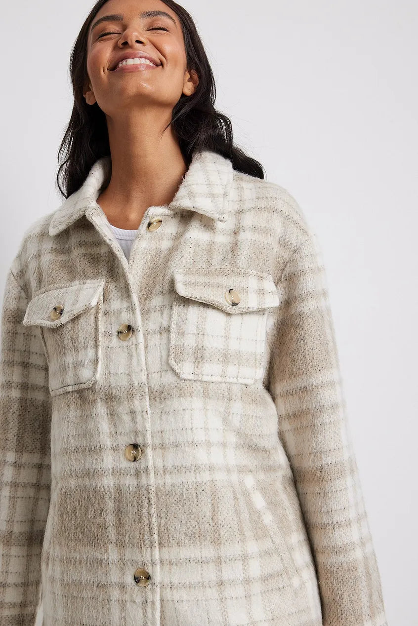 Brushed Checked Chest Pocket Jacket