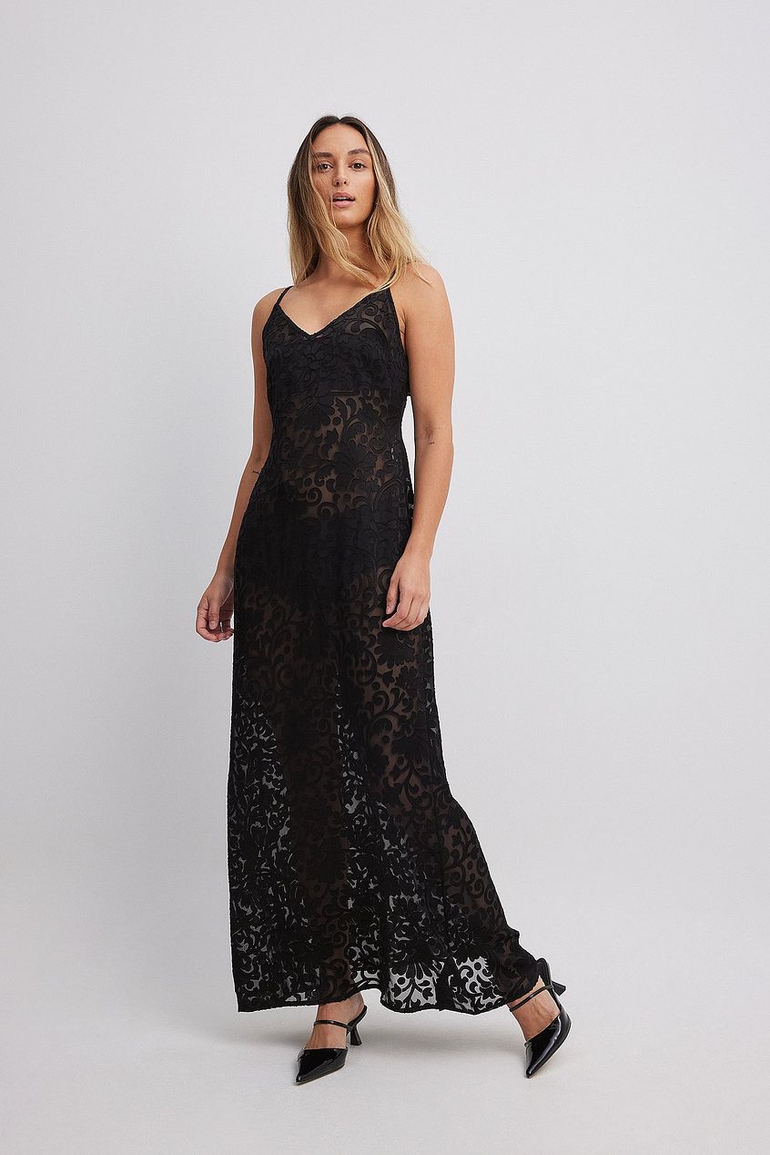 Burn Out Velvet Maxi Slip Dress