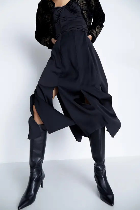 Warehouse Split Pleat Detail Relaxed Midi Skirt