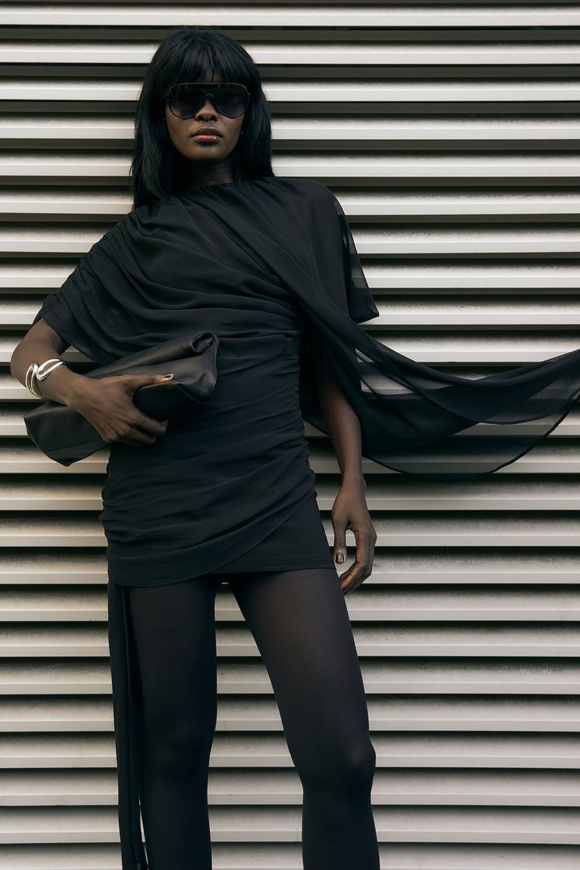 Na-kd Chiffon Draped Mini Dress