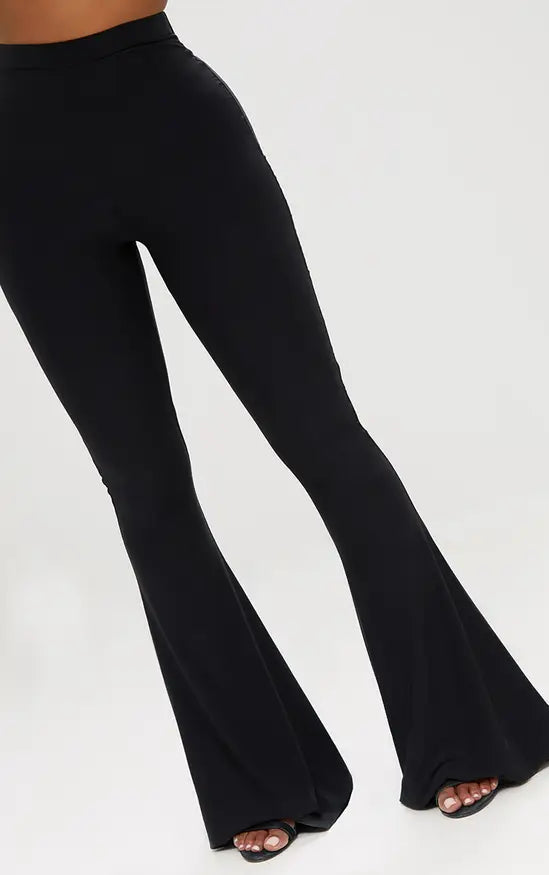Plt - Shape Black Slinky Flared Leg Trousers