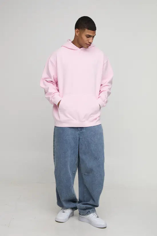 boohooMAN Pink Oversized Washed Osaka Printed Hoodie