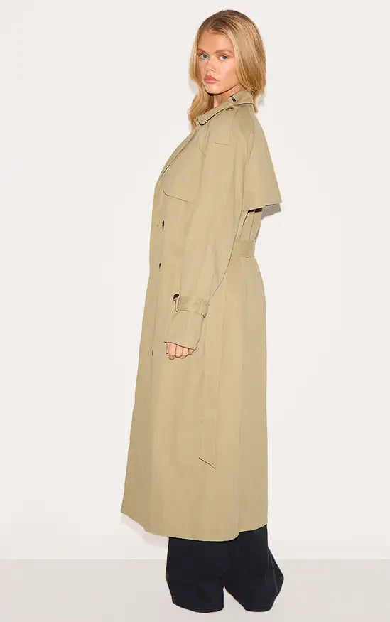 PrettyLittleThing Panel Detail Belted Trench Coat