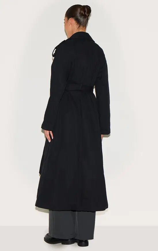 Plt - Black Belted Double Breasted Trench Coat