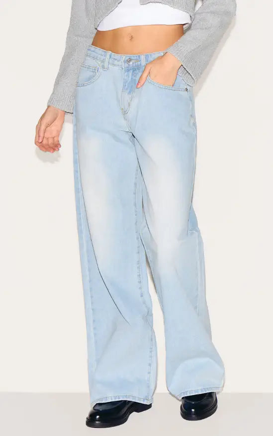 Plt - Light Blue Wash Low Rise Boyfriend Jeans