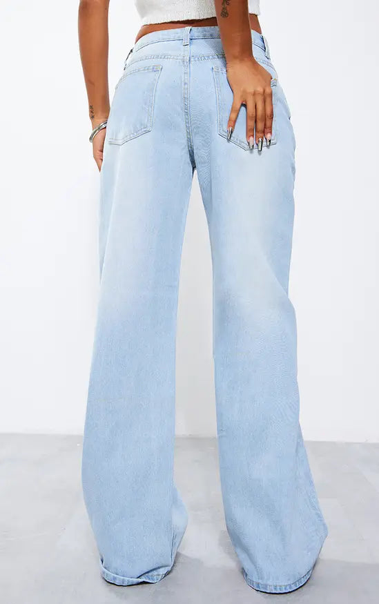 Plt - Light Blue Wash Low Rise Boyfriend Jeans