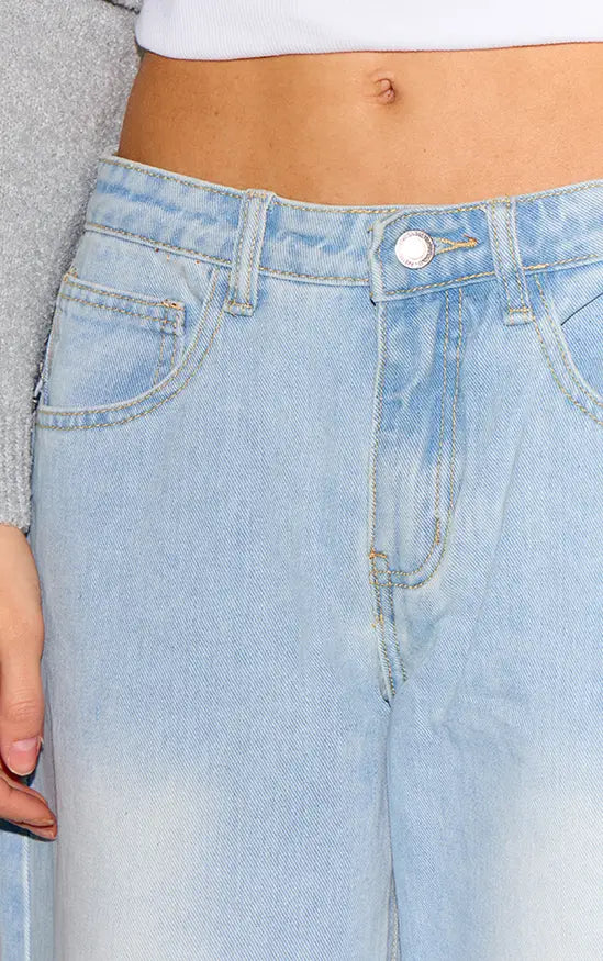 Plt - Light Blue Wash Low Rise Boyfriend Jeans