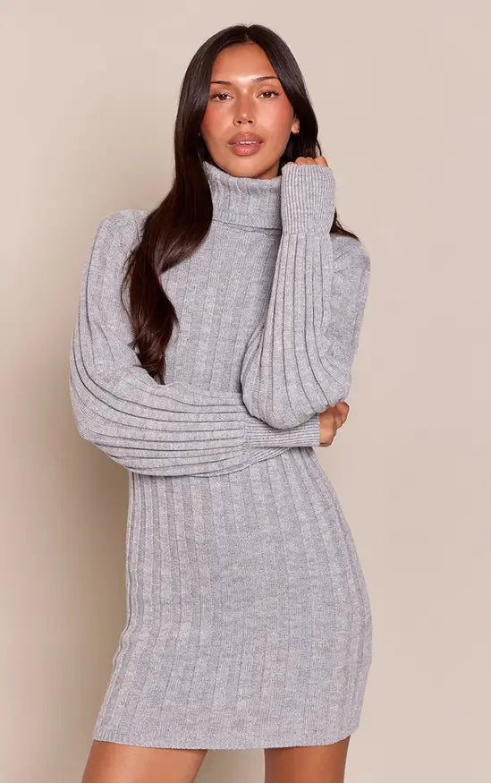 PrettyLittleThing Knitted Roll Neck Jumper Dress
