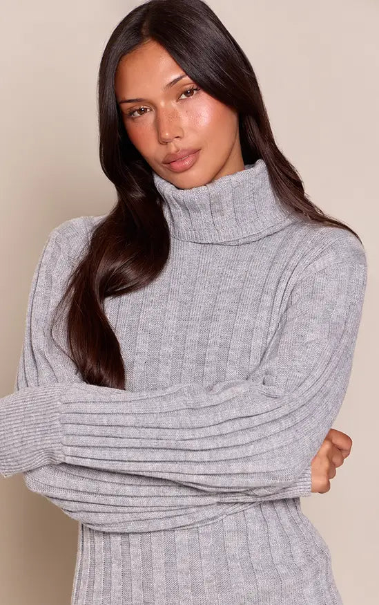 PrettyLittleThing Knitted Roll Neck Jumper Dress