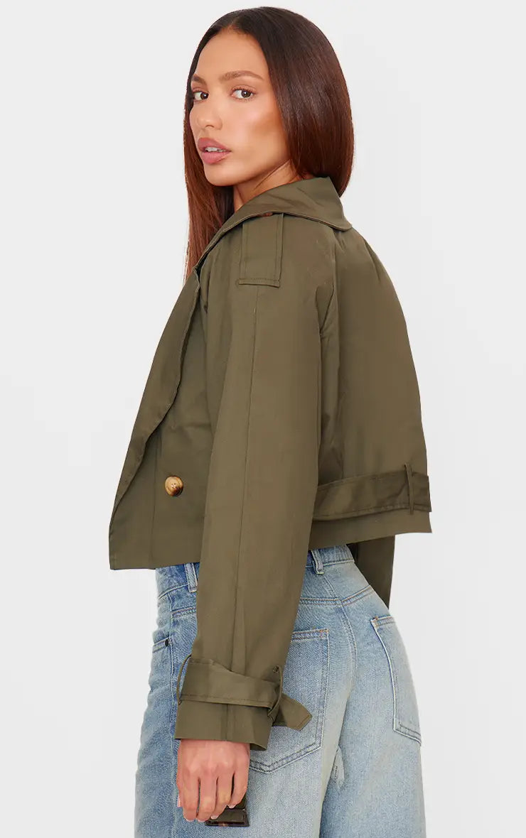 Plt - Khaki Cropped Trench Coat