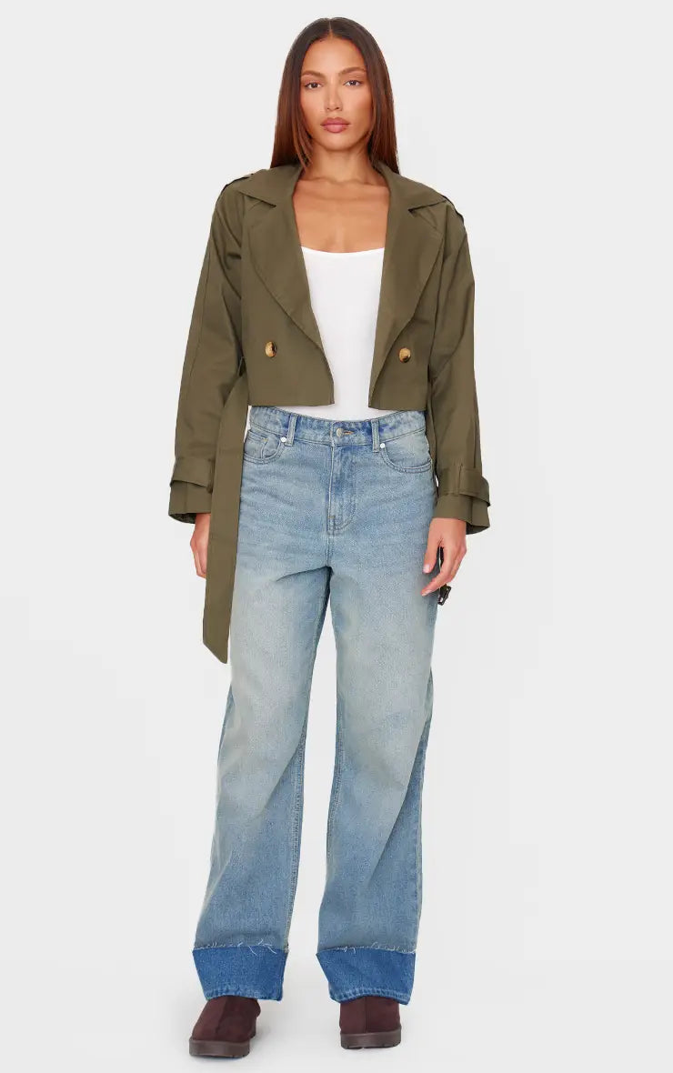 Plt - Khaki Cropped Trench Coat