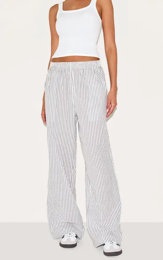 Plt - Grey Pinstripe Elasticated Waist Trousers