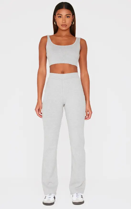 Plt - Grey Marl Straight Leg Trousers