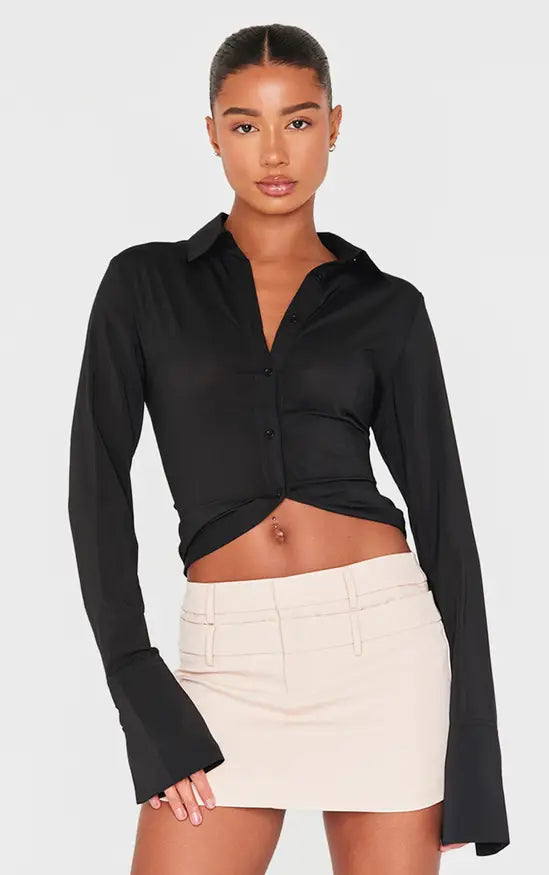 Plt - Stone Tailored Woven Double Waistband Mini Skirt