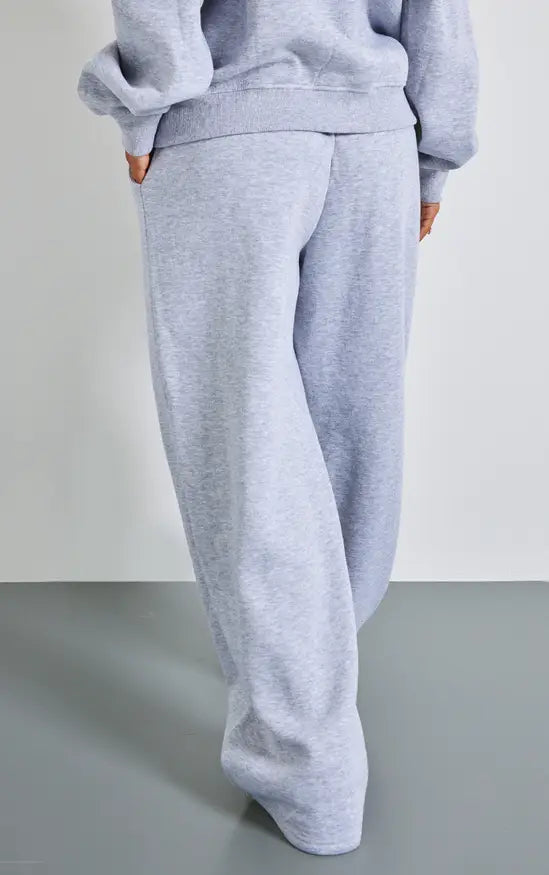 Plt - Petite Grey Marl Wide Leg Elasticated Drawstring Joggers