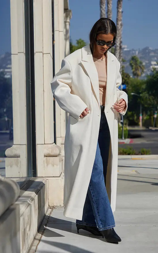 Plt - Ecru Structured Extreme Oversized Double Breasted Coat