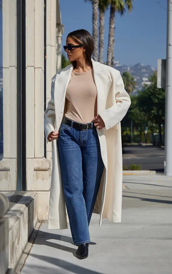 Plt - Ecru Structured Extreme Oversized Double Breasted Coat