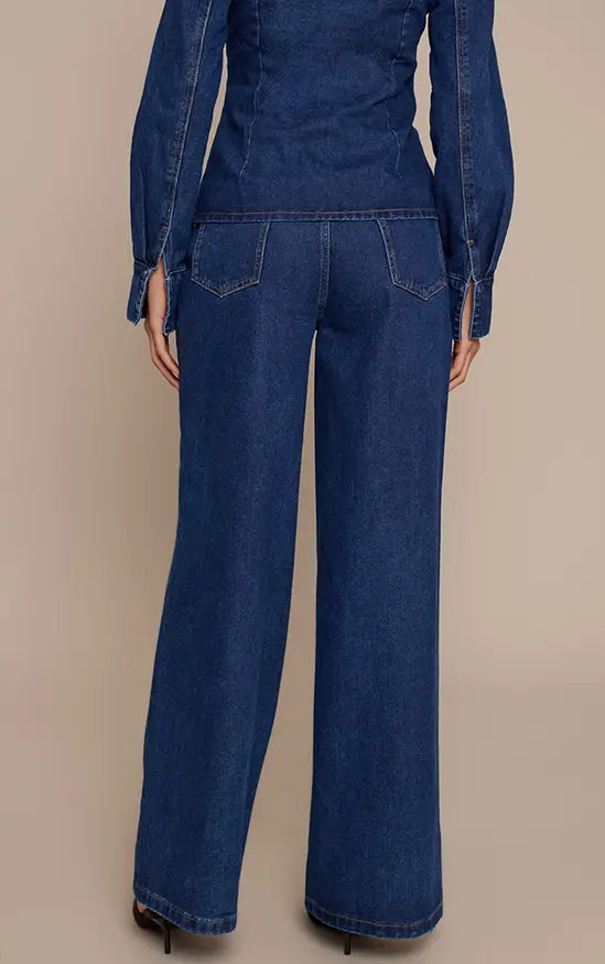 Plt - Tall Dark Indigo High Waisted Wide Leg Jeans