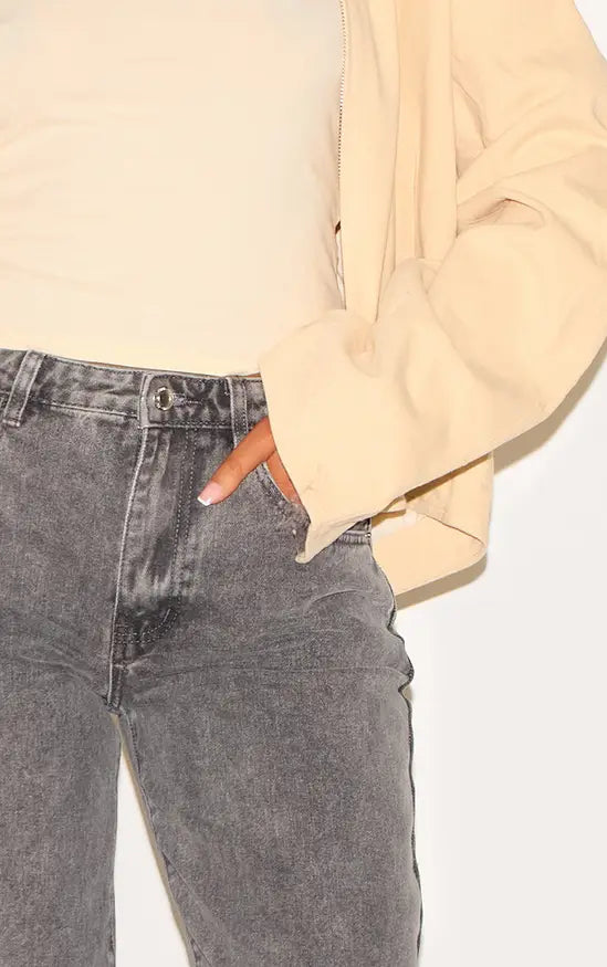 Tall Washed Grey Low Rise Straight Leg Jeans
