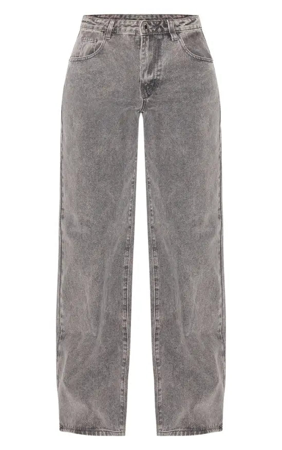 Tall Washed Grey Low Rise Straight Leg Jeans