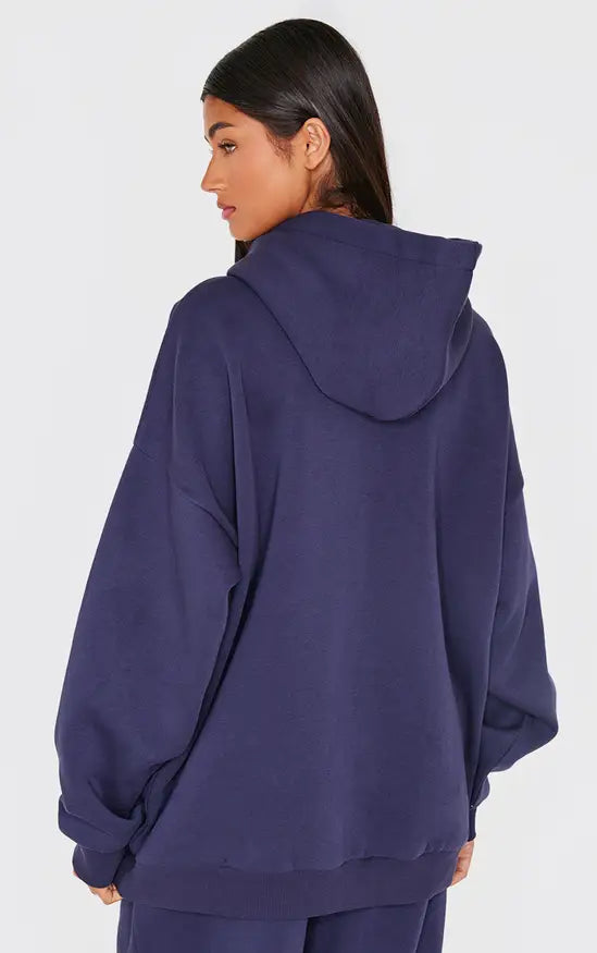 Navy PLT Logo Oversized Hoodie