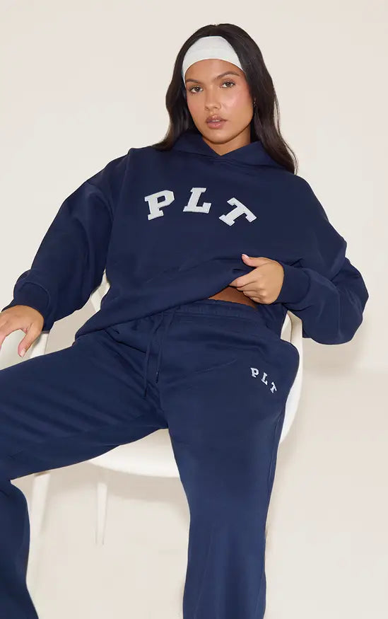 Navy PLT Logo Oversized Hoodie