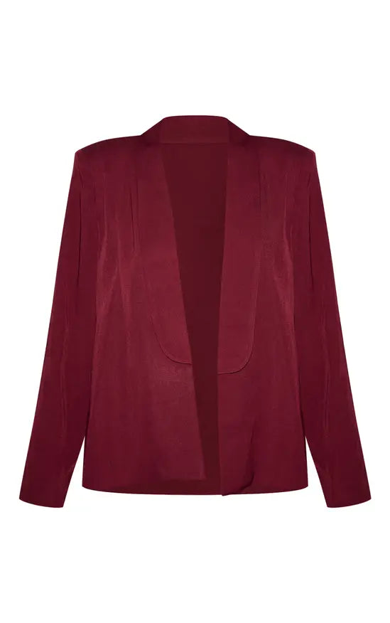 Plt - Burgundy Tailored Longline Blazer Co-ord