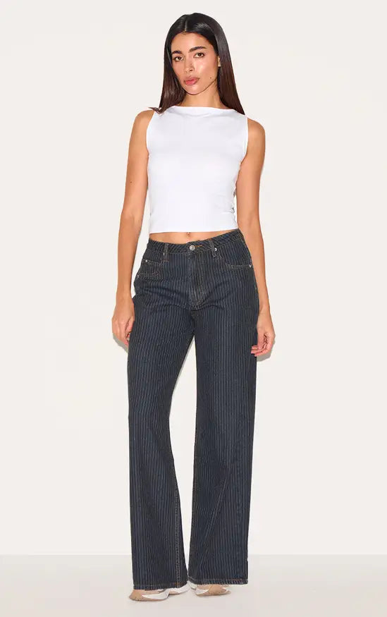 Plt - Navy Low Rise Baggy Pinstripe Jeans