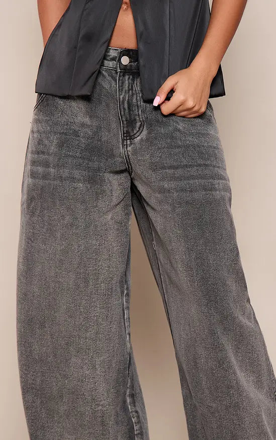 Plt - Raw Indigo Wash Seam Detail Low Rise Baggy Jeans