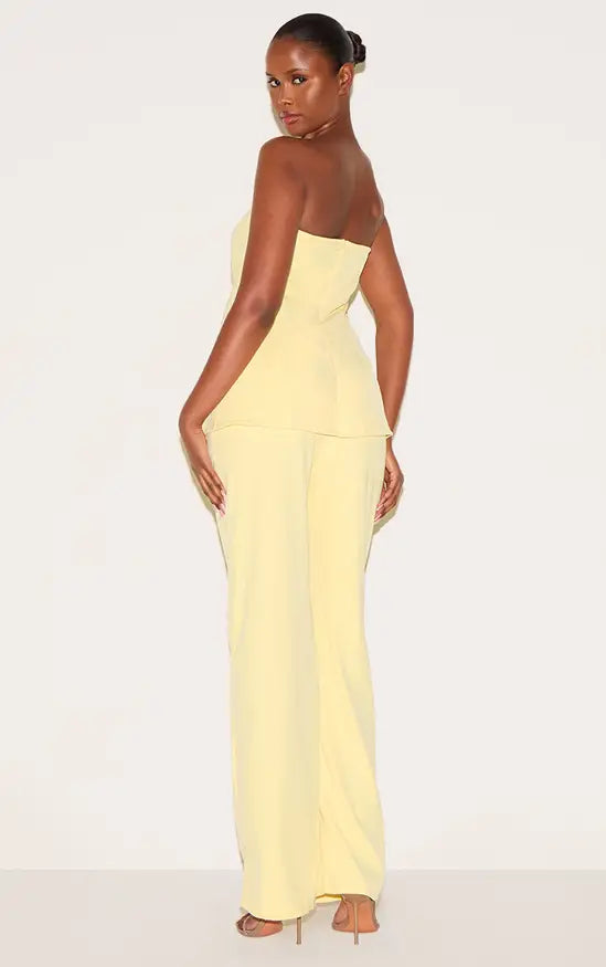 Plt - Lemon Woven Tailored Longline Bandeau Flared Jumpsuit