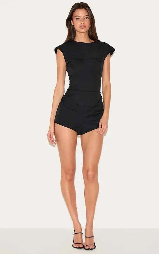 Plt - Tailored Woven Boatneck Cap Sleeve Playsuit