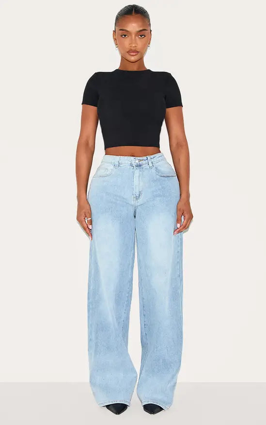 SHAPE LIGHT BLUE WASH HOURGLASS STRETCH HIGH WAISTED STRAIGHT LEG JEANS