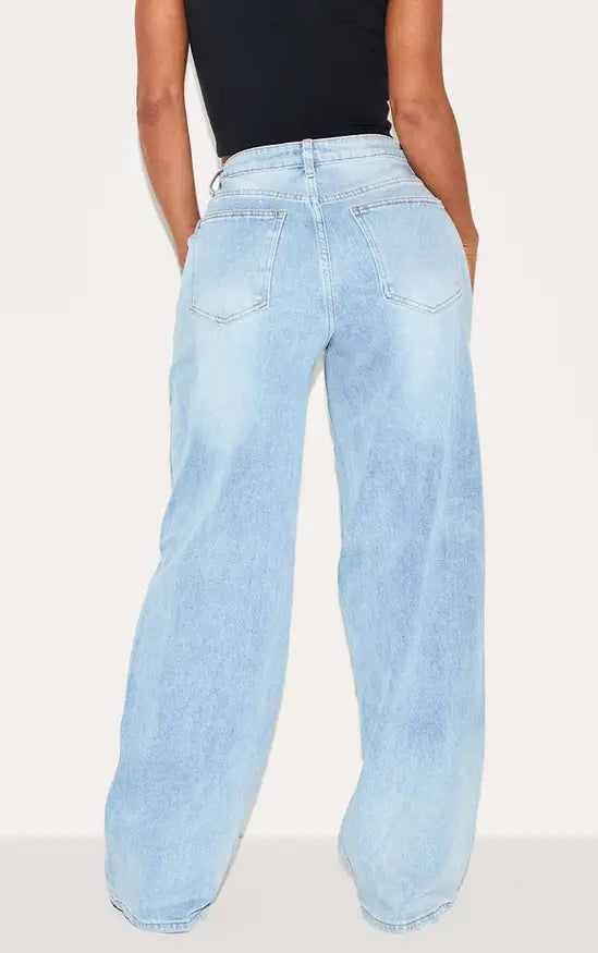 SHAPE LIGHT BLUE WASH HOURGLASS STRETCH HIGH WAISTED STRAIGHT LEG JEANS