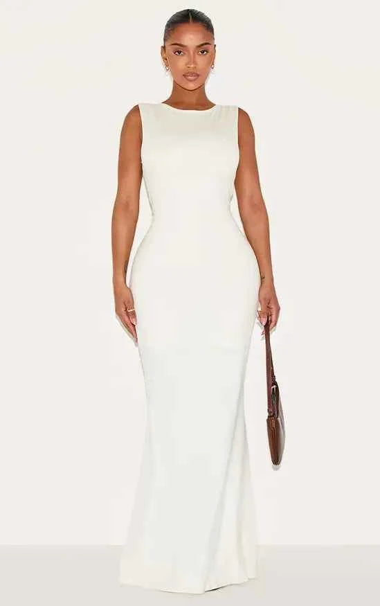 Plt - Shape Cream Built In Shapewear Sculpt Boat Neck Maxi Dress
