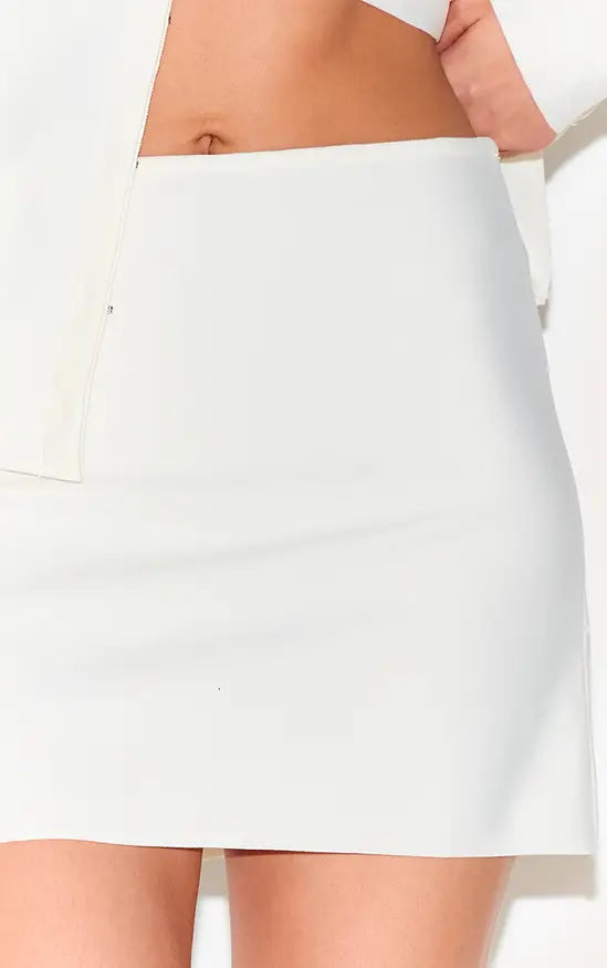 Plt - Cream Knitted Tailored Mini Skirt Co-ord