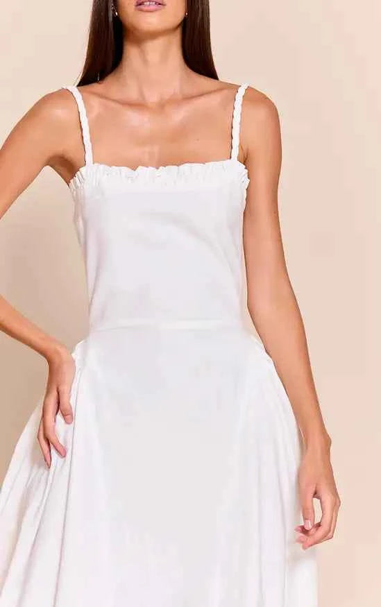 Plt - White Braided V Waist Midaxi Dress