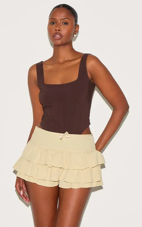 Plt - Butter Yellow Bow Detail Tailored Frilly Bloomers