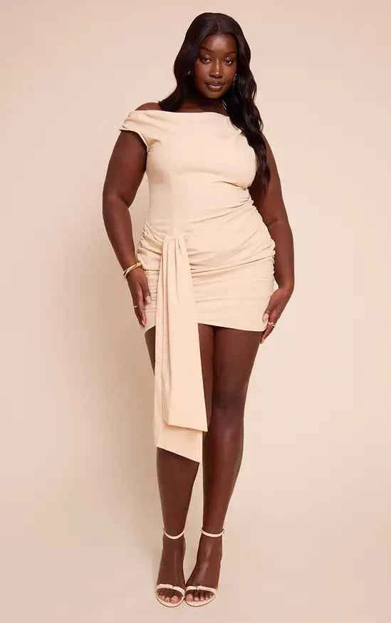 Plt - Plus Bandeau Wrap Detail Bodycon Dress