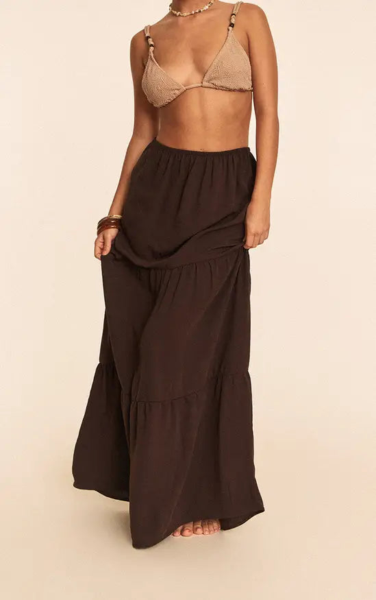 Plt - Chocolate Linen Look Tie{colour} Maxi Beach Skirt