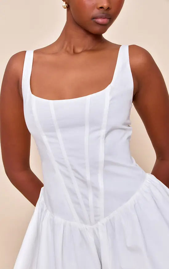 PrettyLittleThing Woven Corset Detail Floaty Playsuit