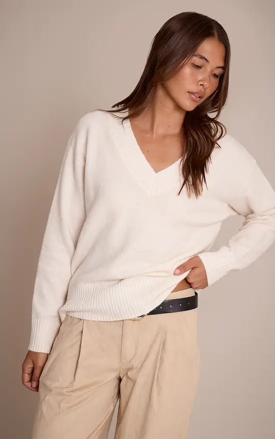 Plt - Cream V Neck Knitted Jumper