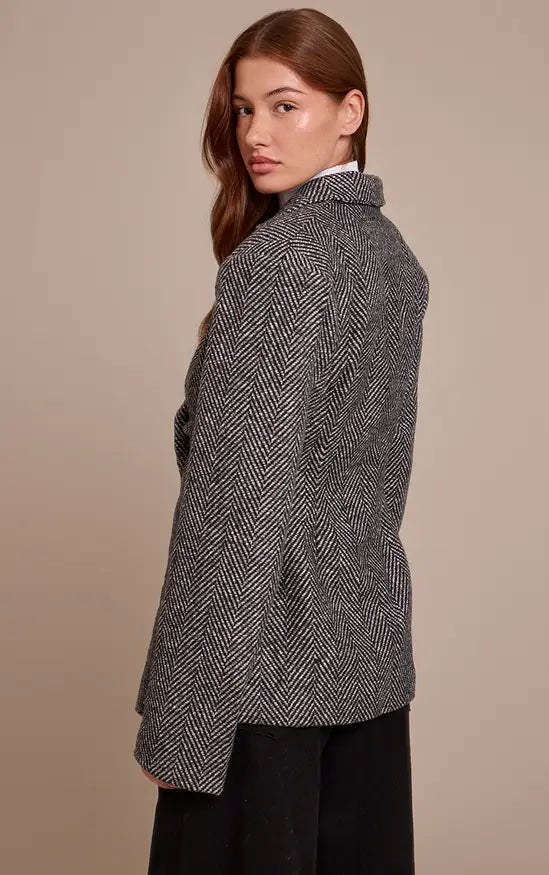 PrettyLittleThing Herringbone Gathered Cinched Waist Blazer