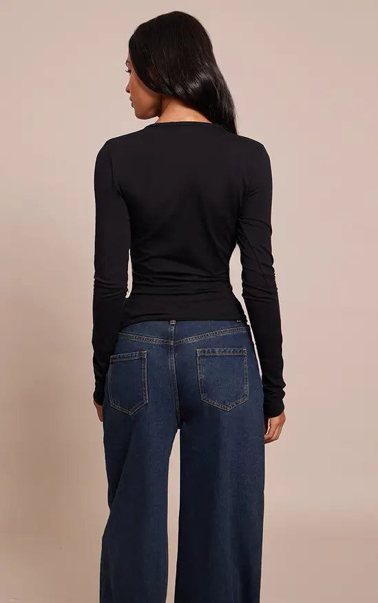 Plt - Tall Black Crew Neck Cotton Long Sleeve Top