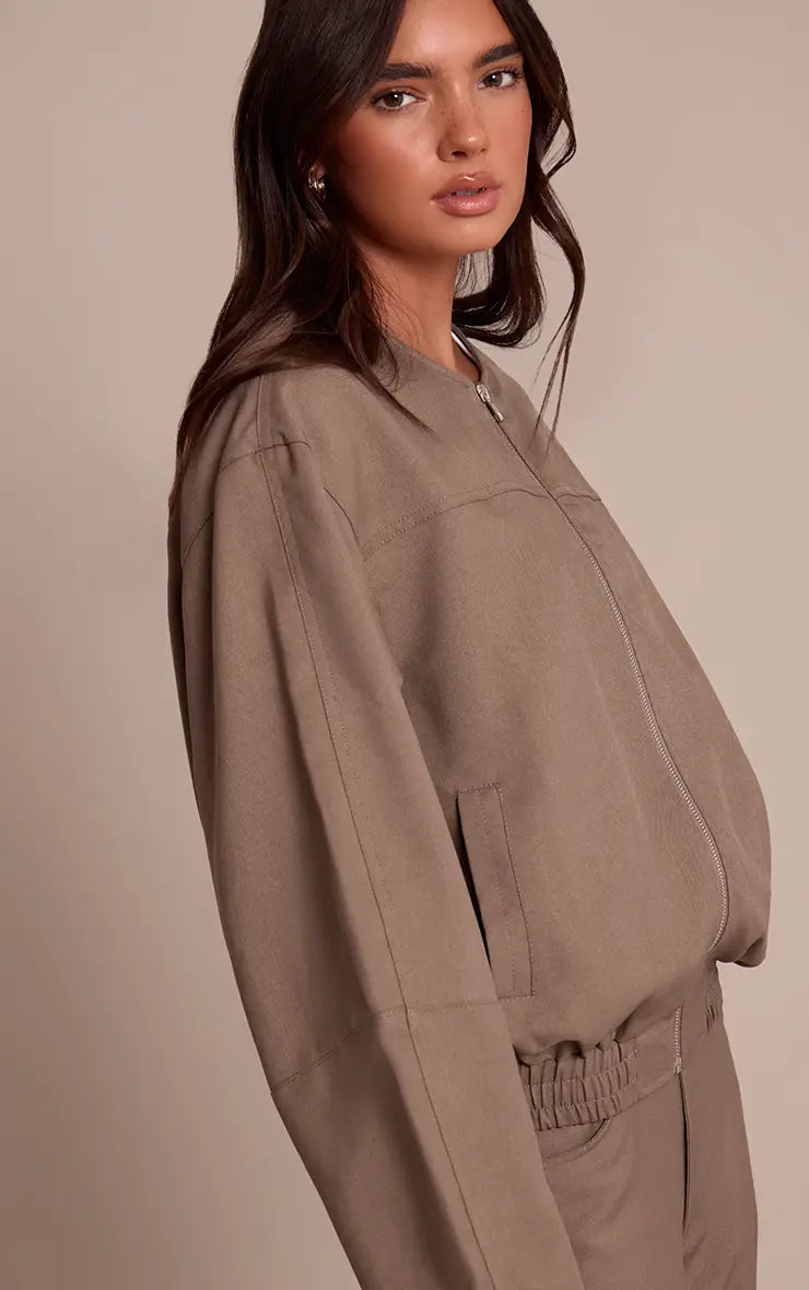 PrettyLittleThing Tailored Woven Elasticated Waist Bomber Jacket Co-ord