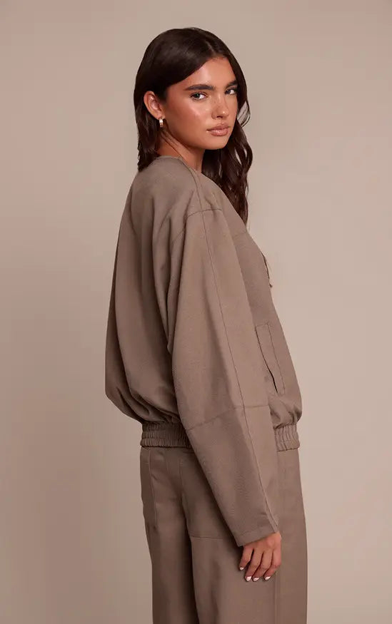 PrettyLittleThing Tailored Woven Elasticated Waist Bomber Jacket Co-ord