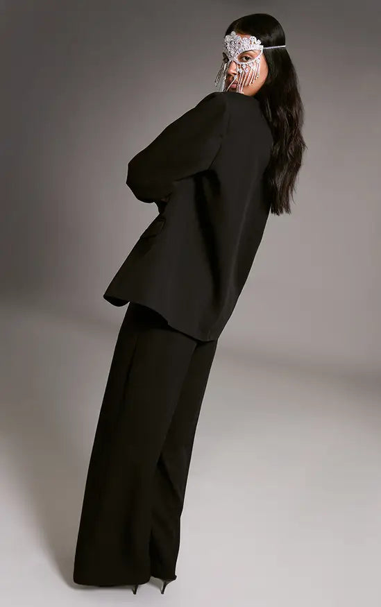 Plt - Black Tailored Woven Pleated Wide Leg Trousers