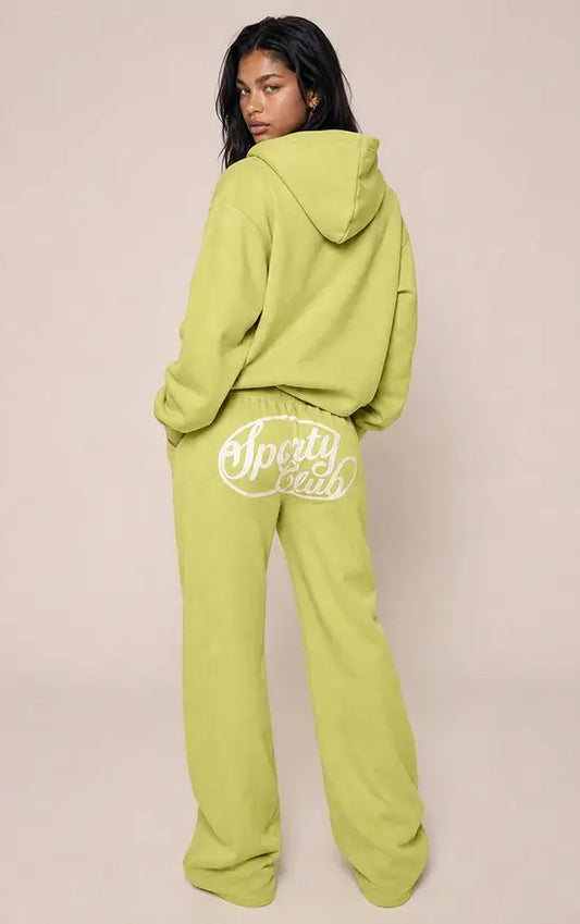 Plt - Lime Green Sports Club Cotton Fleece Straight Leg Sweatpants