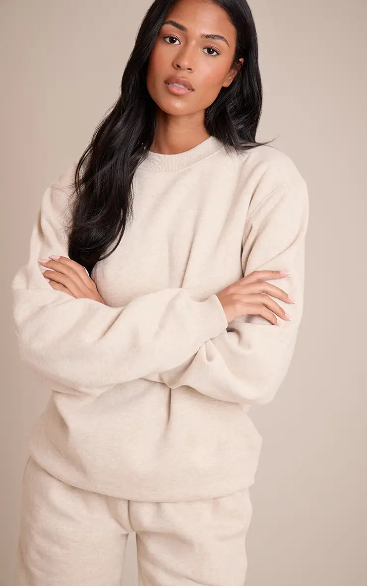 Plt - Tall Oatmeal Oversized Crew Sweatshirt