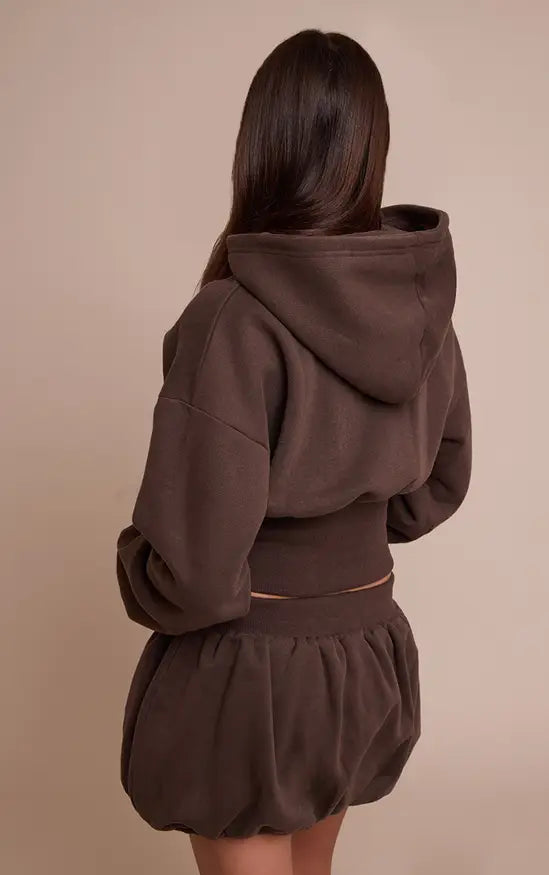 Plt - Chocolate Fleece Back Sweat Puffball Mini Skort