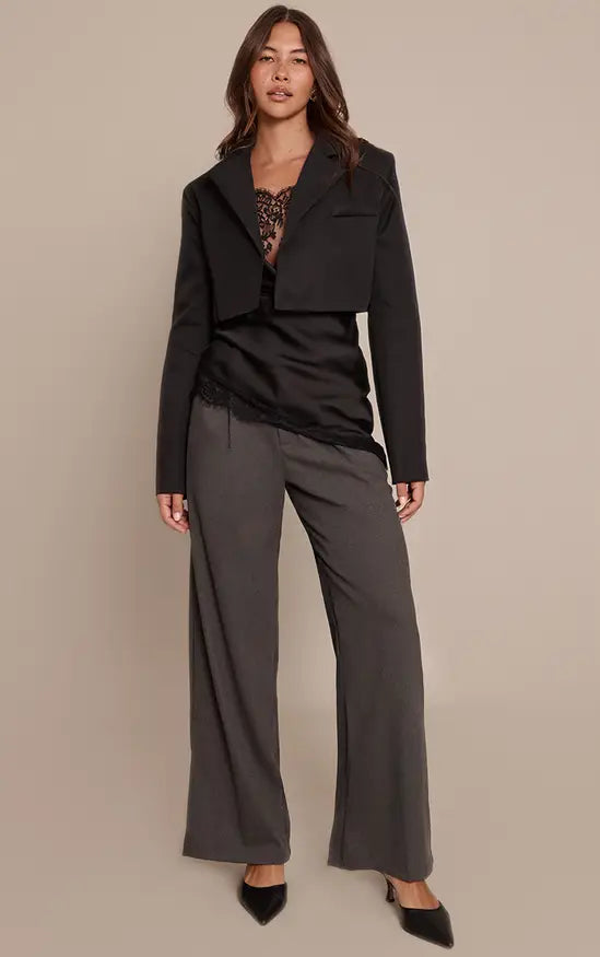 Plt - Black Cropped Tailored Blazer